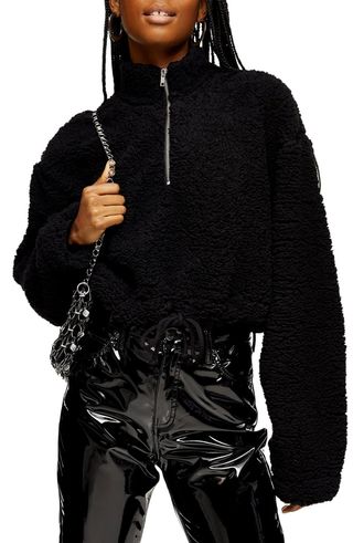 Topshop + Half Zip Fleece Pullover