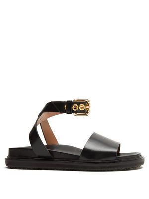 Marni + Ankle-Strap Leather Sandals