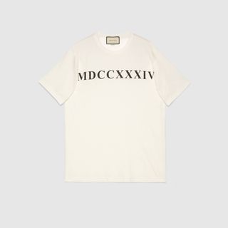 Gucci + Oversize T-Shirt With MDCCXXXIV Print