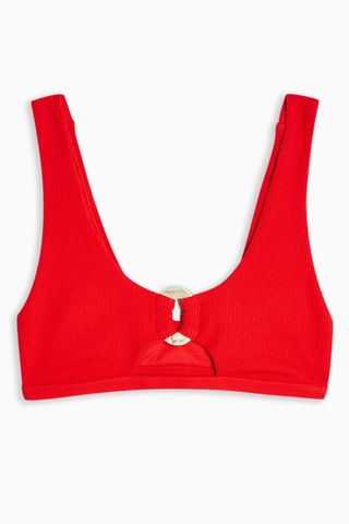 Topshop + Red Ring Cut Out Bikini Crop Top