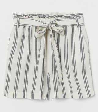 H&M + Linen-Blend Paper Bag Shorts