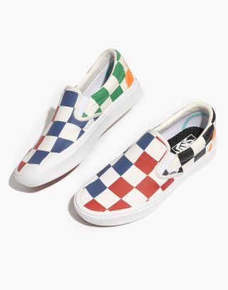 Vans + Unisex Classic Slip-On Sneakers in Big Checkerboard Canvas