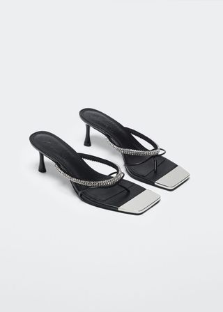 Mango + Heeled Sandal With Strass Strap - Women | Mango Usa