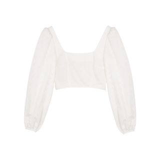 Racil + Pat Ivory Cropped Twill Top
