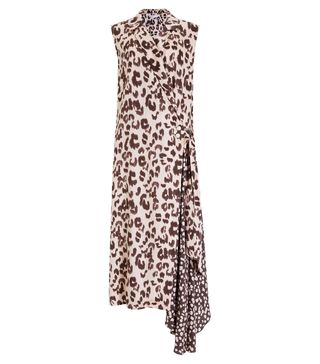 John Lewis + Mother of Pearl Tencel Leopard Print Sleeveless Wrap Dress, Pink/Multi
