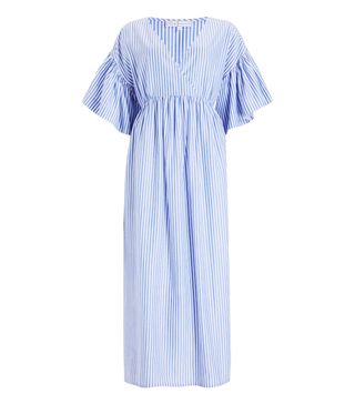 John Lewis + Mother of Pearl Tencel V-Neck Stripe Dress, Blue/Ivory