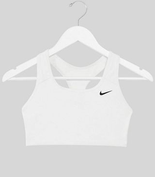 Nike Training + Mid Support Swoosh Bra in White