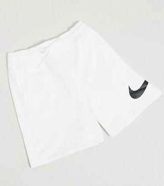 Nike + High Waist Longline Swoosh Shorts in White