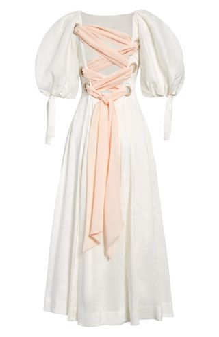 Aje + Overture Laced Back Linen & Silk Dress