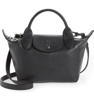 Longchamp + Mini Le Pliage Cuir Leather Top Handle Bag