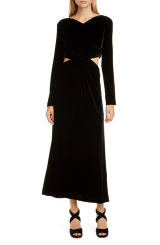 Rachel Comey + Mast Cutout Waist Long Sleeve Velvet Dress