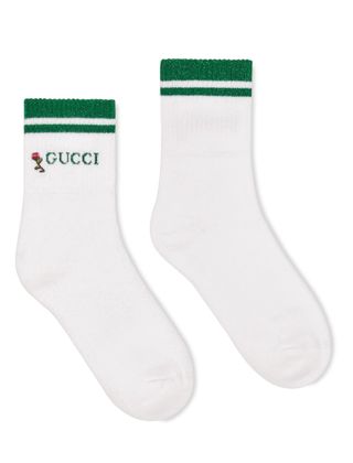 Gucci + Metallic Logo Crew Socks