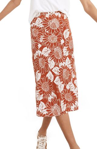 Madewell + Sunflower Season Silk Midi Slip Skirt