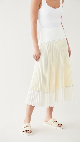 Proenza Schouler White Label + Colorblock Pleated Crepe Skirt