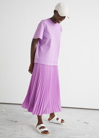 & Other Stories + Relaxed Plissé Pleated Midi Skirt