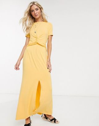 ASOS Design + Twist Front Maxi Dress in Marigold