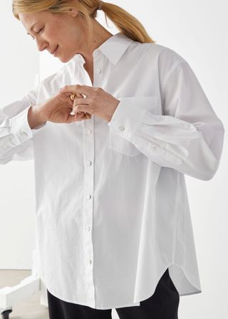 & Other Stories + Oversized Pearl Button-Down Shirt