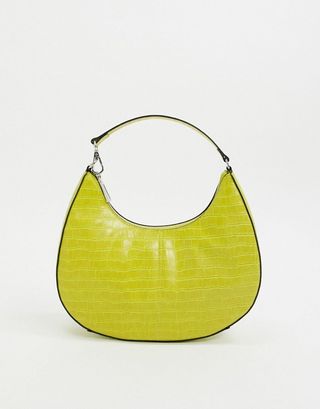 Who What Wear + Seeley 90s Shoulder Bag in Lime Croc