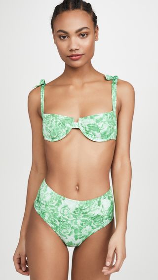 Ganni + Printed Bikini Top
