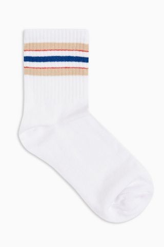 Topshop + Insert Stripe Tube Socks in White