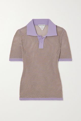 Bottega Veneta + Open-Knit Cotton-Blend Polo Shirt