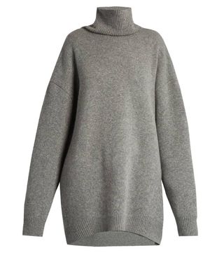 Halogen + Displaced-Sleeve Roll-Neck Wool Sweater