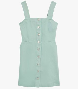 Oasis + Sleeveless Button Front Mini Dress, Pale Green