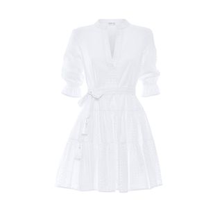 Paolita + White Long Sleeve Ruffle Dress