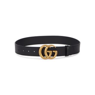 Gucci + GG Black Leather Belt