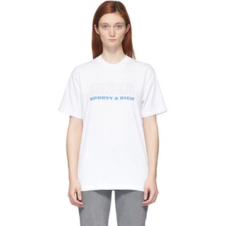 Sporty & Rich + White Health Club T-Shirt
