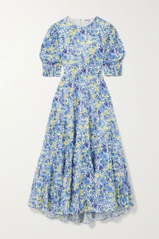 Rixo + Agyness Cutout Tiered Floral-Print Fil Coupé Cotton Maxi Dress