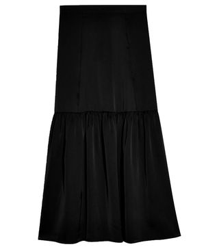 Topshop + Plain Black Tiered Satin Skirt