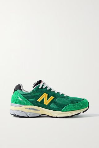New Balance + Made in Usa 990v3 Leather and Suede-Trimmed Mesh Sneakers