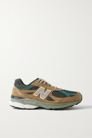 New Balance + Made in Usa 990v3 Leather-Trimmed Mesh and Suede Sneakers