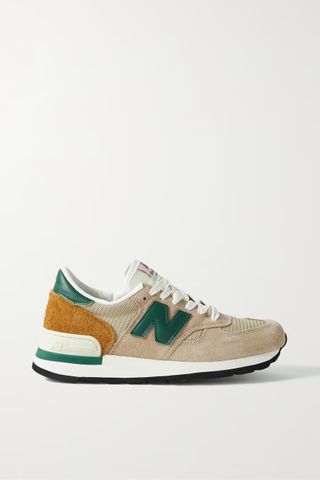 New Balance + M990v1 Leather-Trimmed Suede and Mesh Sneakers