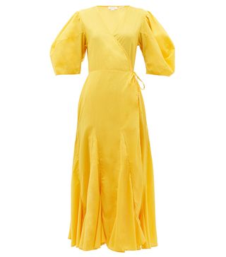 Rhode + Fiona Puff-Sleeve Cotton Wrap Dress