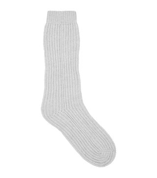 Johnstons of Elgin + Light Grey Ribbed-Knit Cashmere Socks