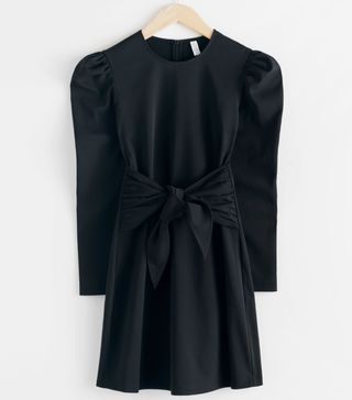 & Other Stories + Puff Sleeve Knot Tie Mini Dress
