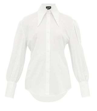 Elzinga + Balloon-Sleeve Cotton-Blend Poplin Shirt
