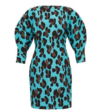 Elzinga + Balloon-Sleeve Leopard-Jacquard Dress