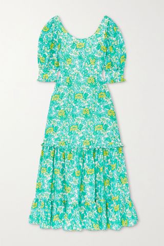 Rixo + Kiara Ruffled Floral-Print Midi Dress