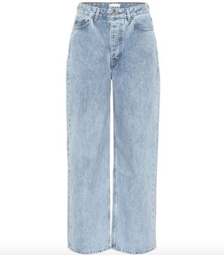 Ganni + HIgh-Rise Cotton Wide-Leg Jeans