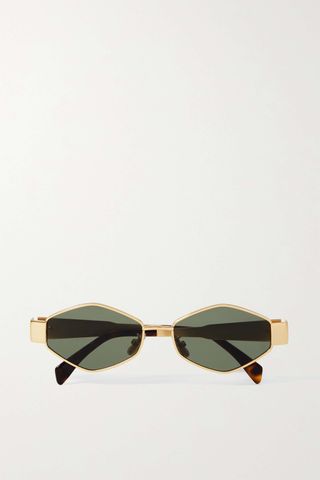 Celine Eyewear + Triomphe Hexagon-Frame Gold-Tone and Tortoiseshell Acetate Sunglasses