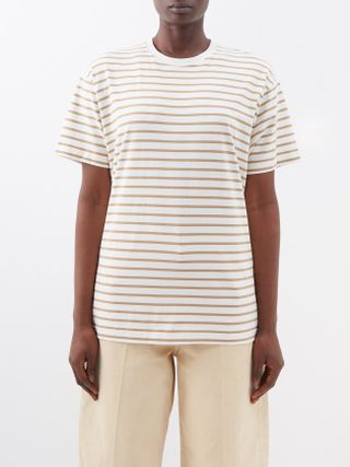 Toteme + Striped Cotton-Jersey T-Shirt