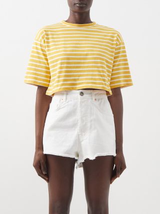 The Frankie Shop + Karina Striped Cotton-Jersey Cropped Top