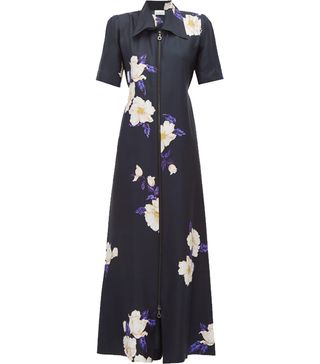 Raey + Zip-Front Floral-Print Silk Dress