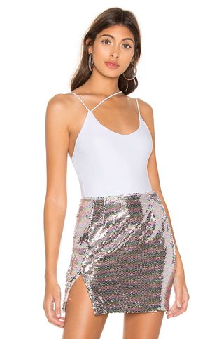 Superdown + Janelle Asymmetrical Strappy Bodysuit in White