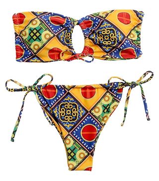 Soly Hux + Print Bandeau Top and Tie Side Bikini