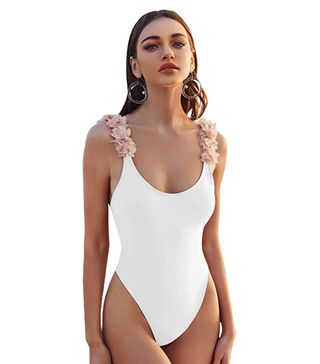 Amazon + Floral Appliques One Piece Swimsuit