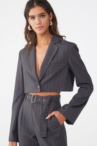 Forever 21 + Pinstriped Cropped Blazer